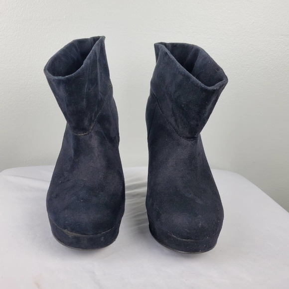 Kelsi Dagger Wilma Black Vegan Suede Fold over Wedge Booties Women's 6 - Picture 9 of 13